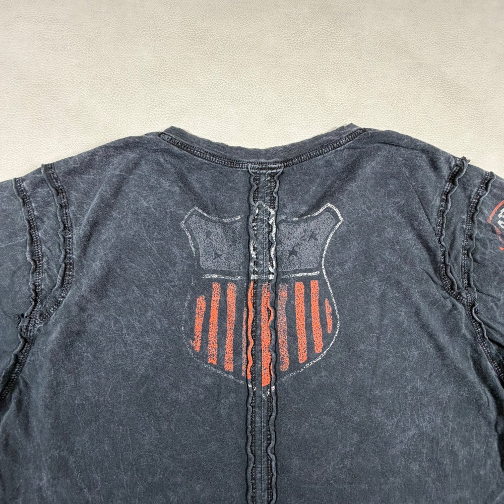 VTG Affliction American Customs Mens L Large Black Acid Wash Skull Eagle T-Shirt - Picture 13 of 14